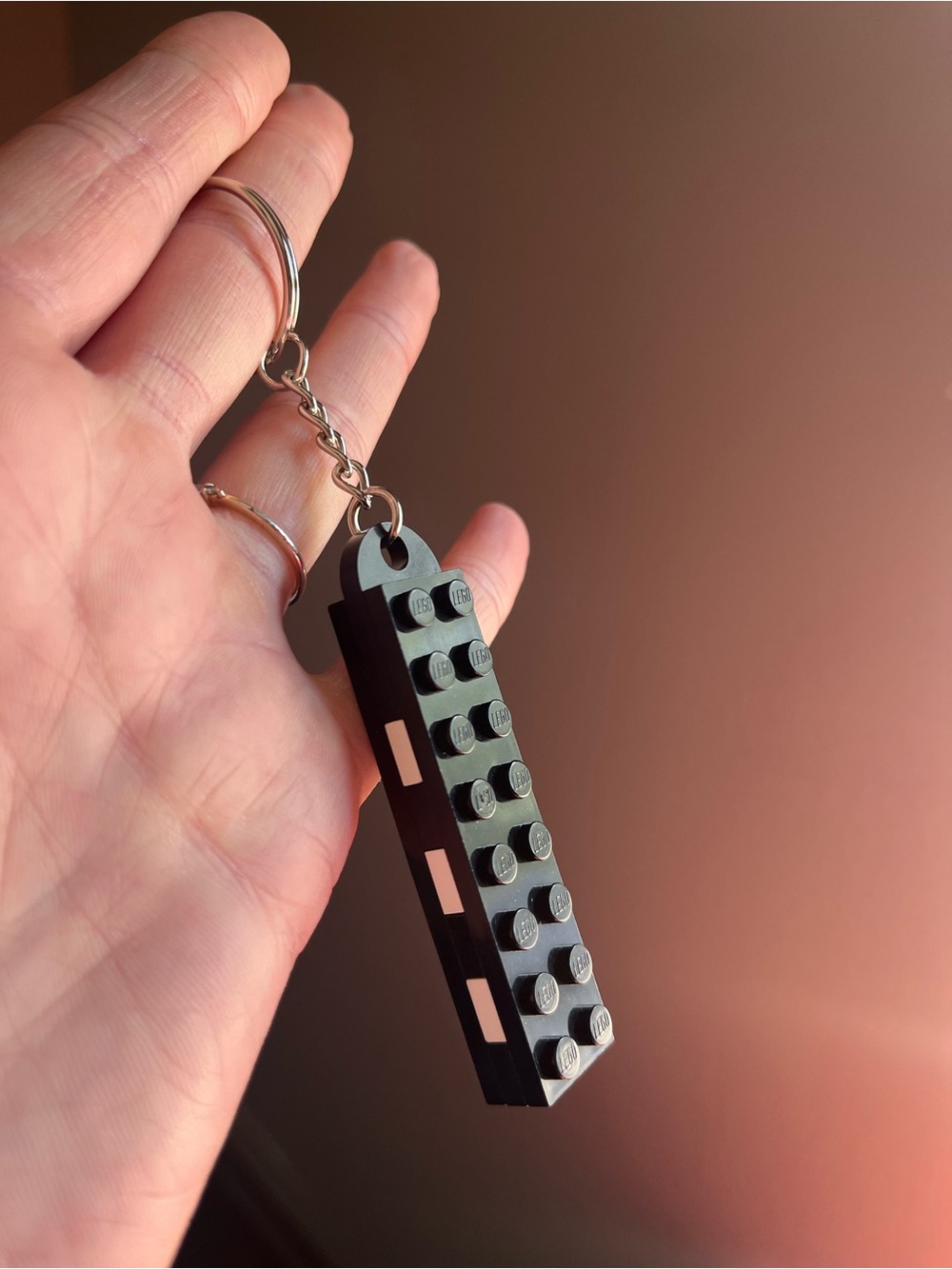 Lego Black and White Brick-Style Keychain - Handmade